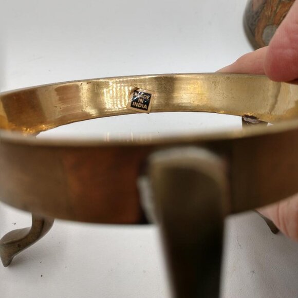 Vintage Enameled Brass Cloisonné Egg with Three Legged Stand - Picture 8 of 10